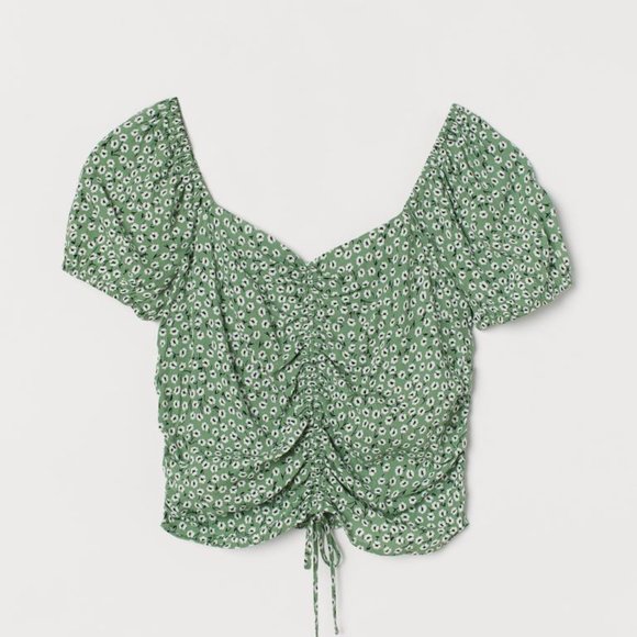 Ditsy Floral Drawstring Front Top - Picture 1 of 3